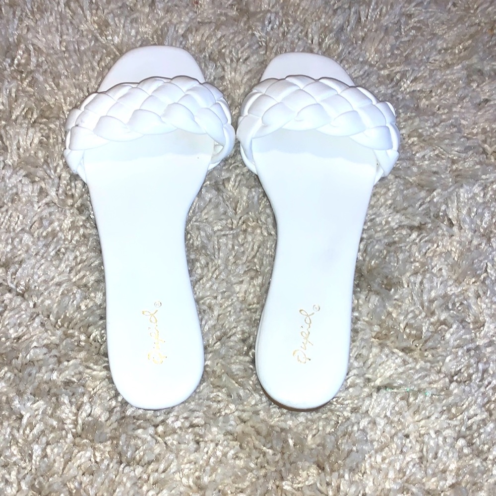 White braided sandals